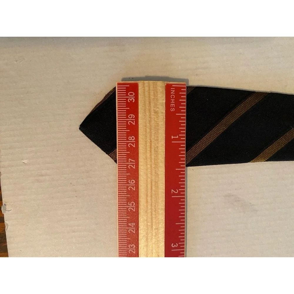 Vintage Wembley Mens Striped Tie Black Bronze Brown Grey Suit Accessory 3 Inch